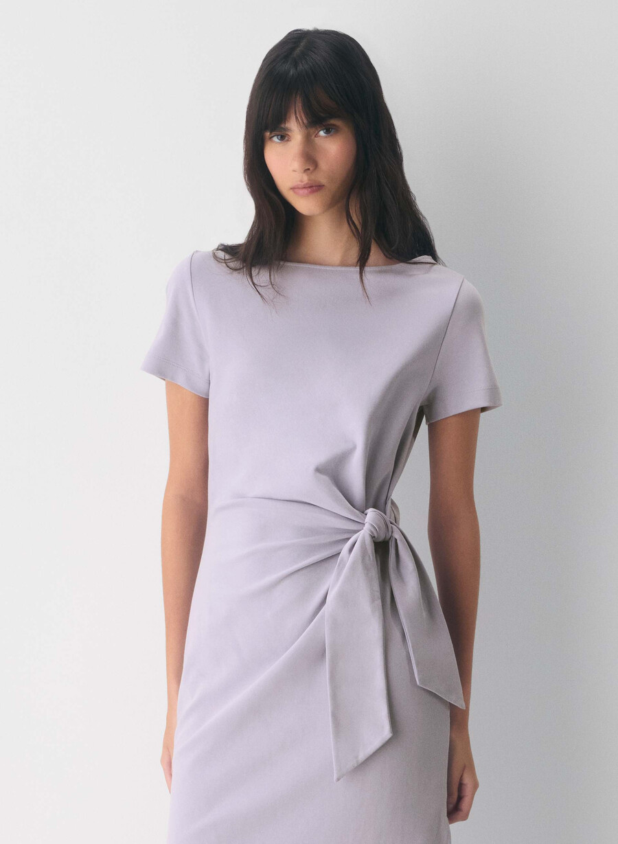 interlock baumwoll-schriftzugkleid wildblower lila