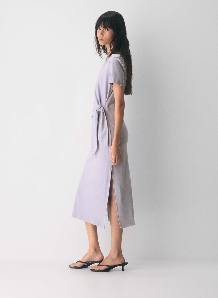 interlock baumwoll-schriftzugkleid wildblower lila