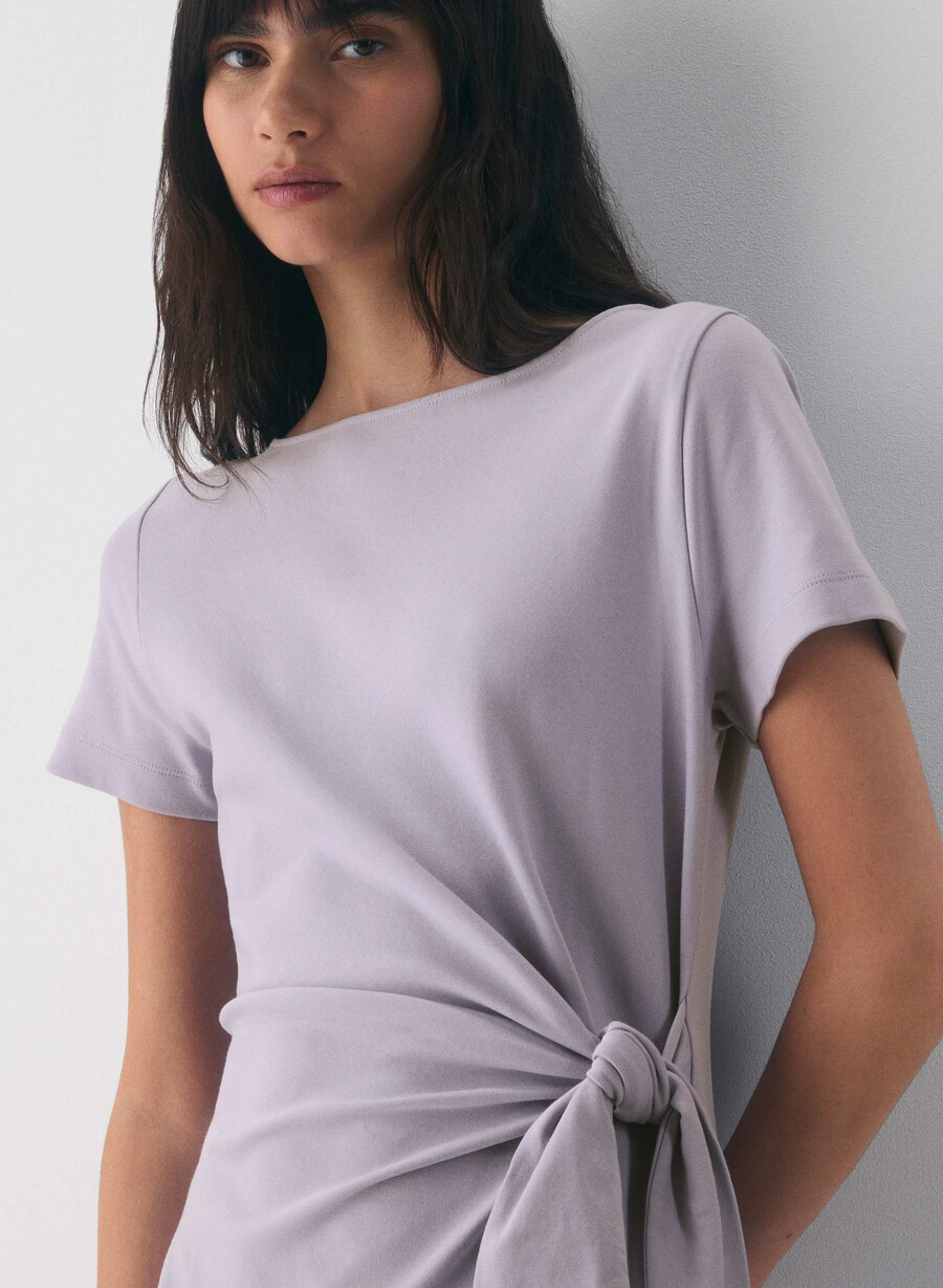 interlock baumwoll-schriftzugkleid wildblower lila