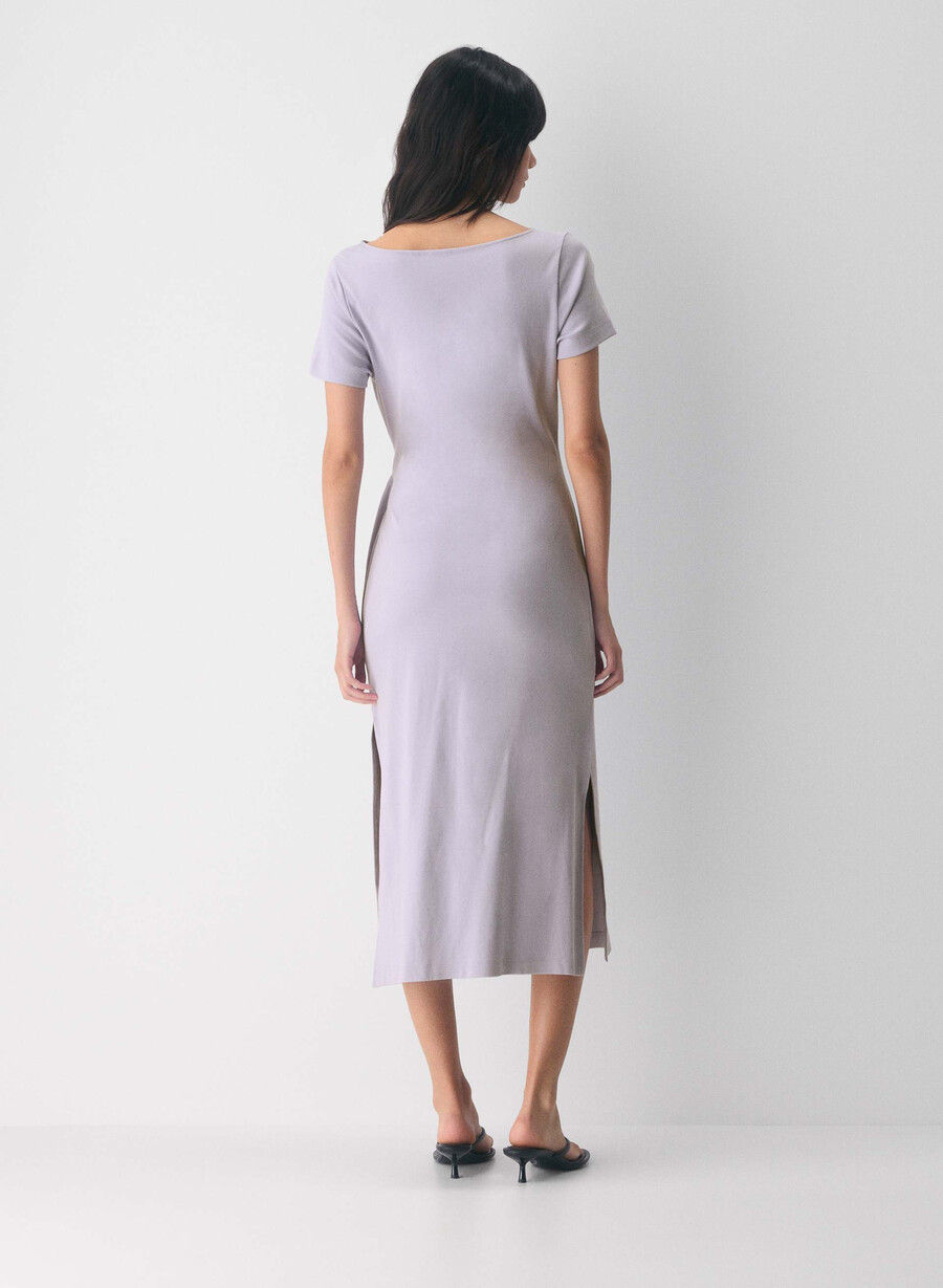 interlock baumwoll-schriftzugkleid wildblower lila