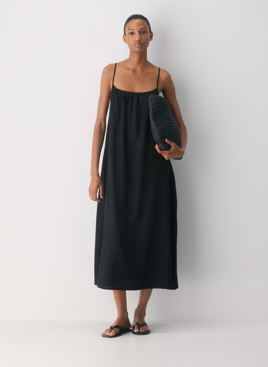 wellbeing leinenkleid schwarz