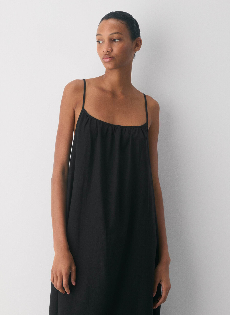 wellbeing leinenkleid schwarz