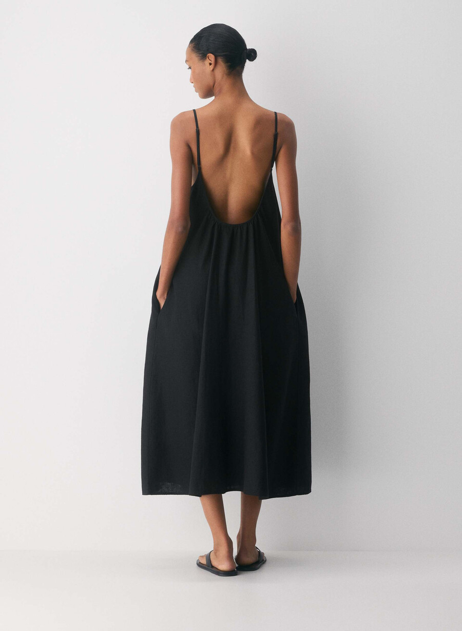 wellbeing leinenkleid schwarz