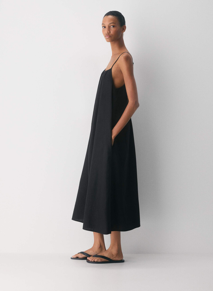 wellbeing leinenkleid schwarz