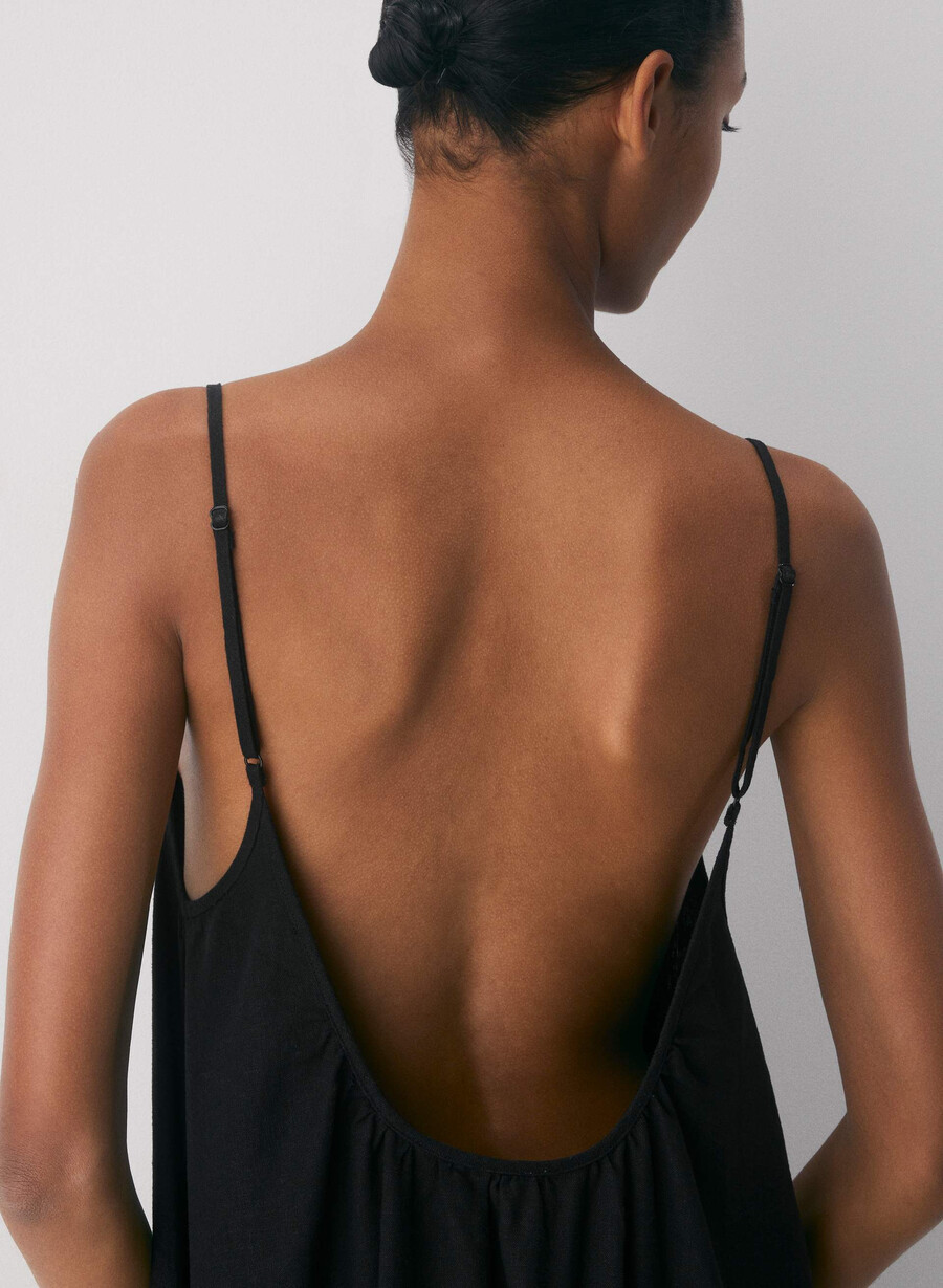 wellbeing leinenkleid schwarz