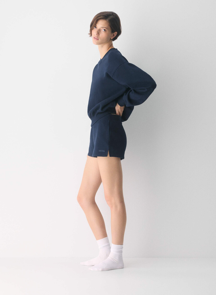 gemütliches sweatfleece boyfriend-sweatshirt mit v-ausschnitt admiral