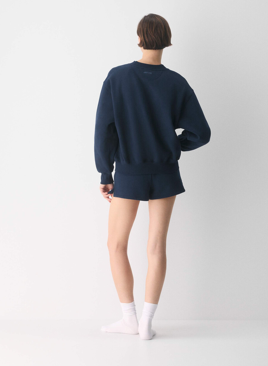 gemütliches sweatfleece boyfriend-sweatshirt mit v-ausschnitt admiral