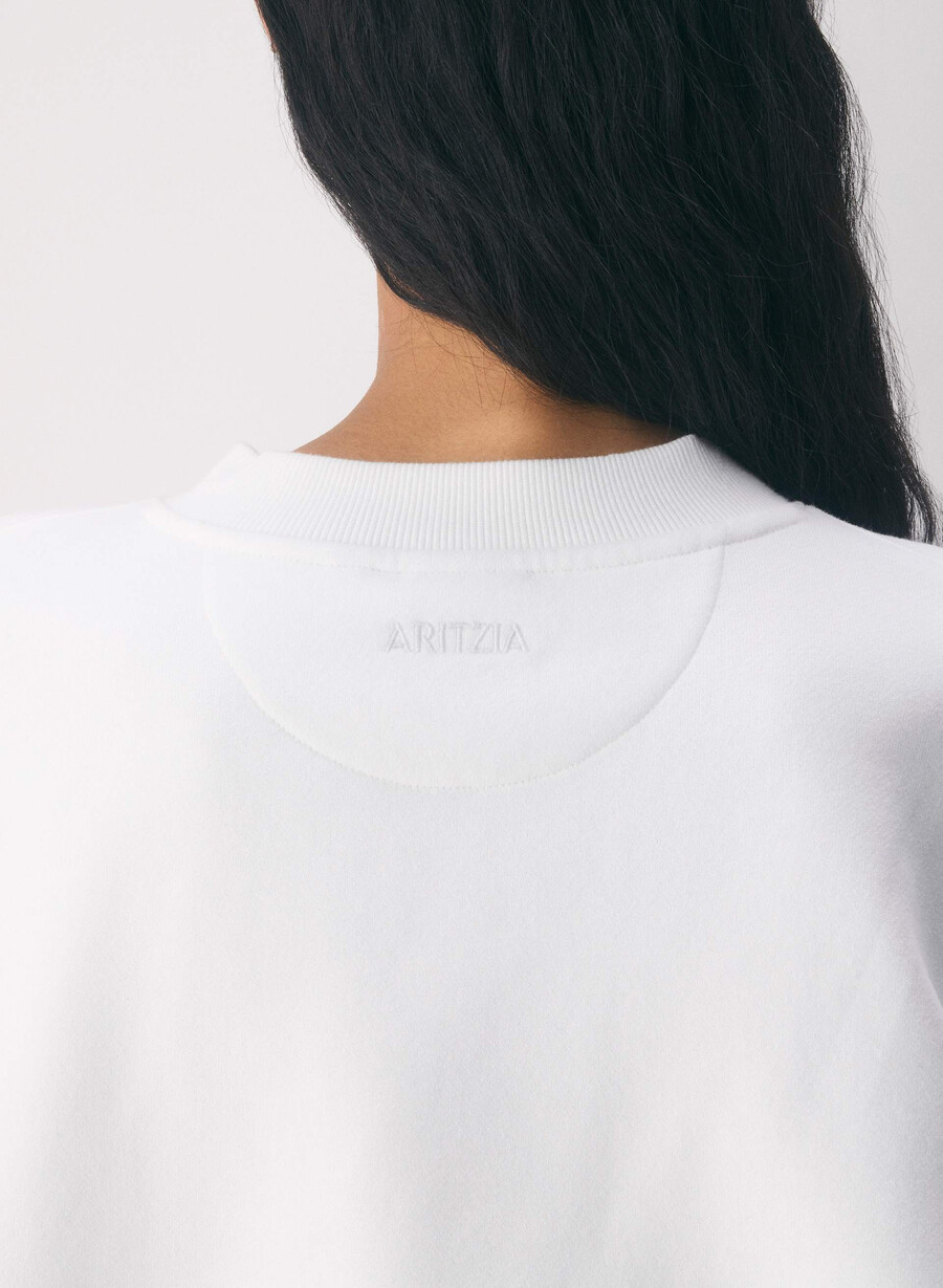 gemütliches sweatfleece boyfriend-sweatshirt mit v-ausschnitt meliertes weiß