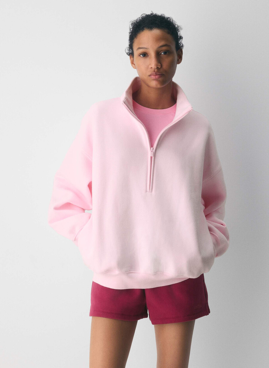 kuscheliges sweatfleece mega 12 zip villa pink