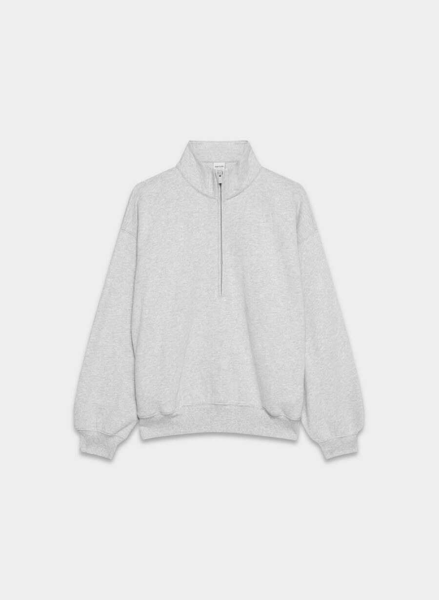 kuscheliges sweatfleece mit mega-halbreißverschluss heather chrome