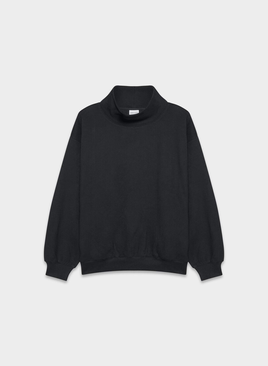 kuscheliges sweatfleece mit mega-stehkragen schwarz