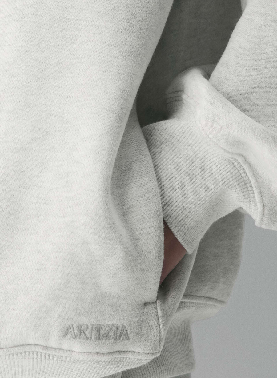 kuscheliger fleece-pullover mit großem stehkragen meliertes weiß