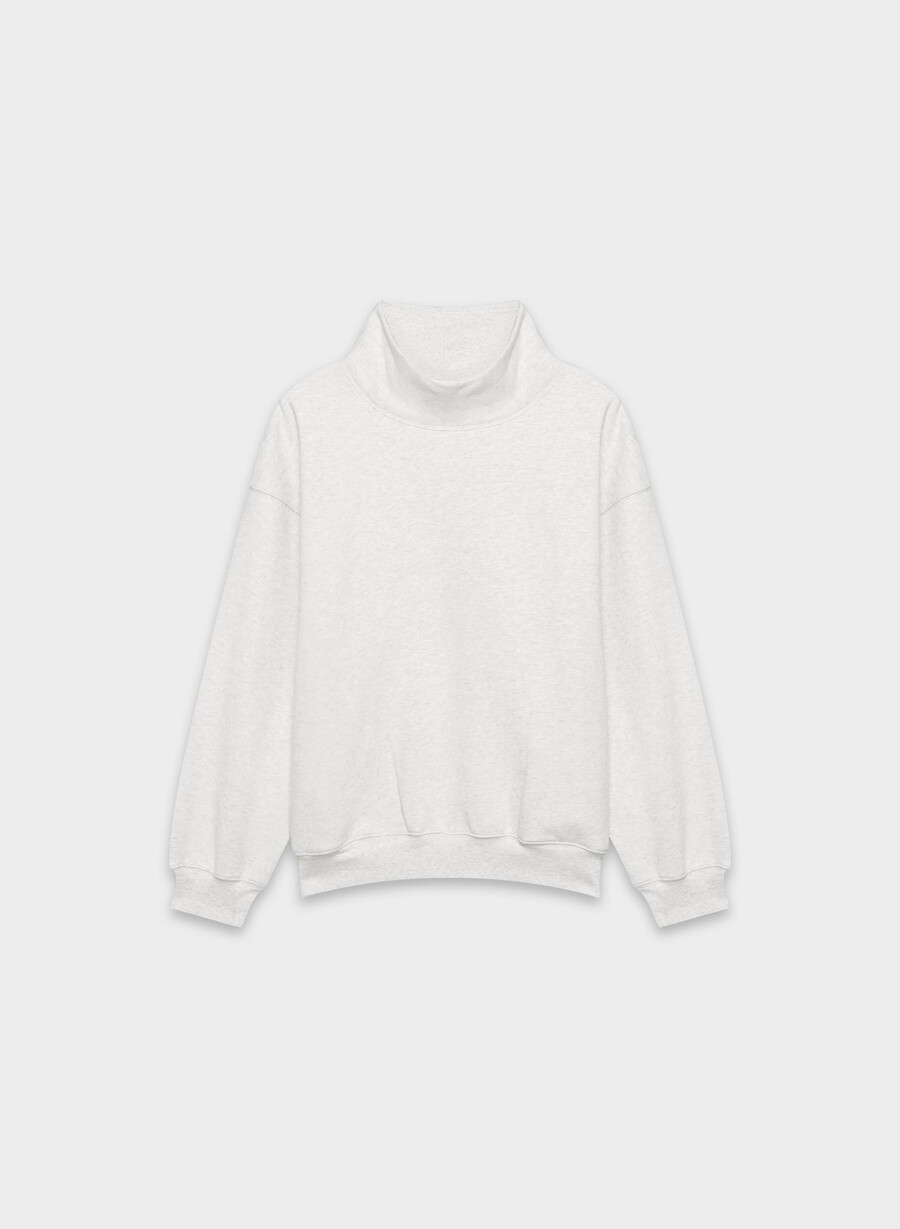 kuscheliger fleece-pullover mit großem stehkragen meliertes weiß
