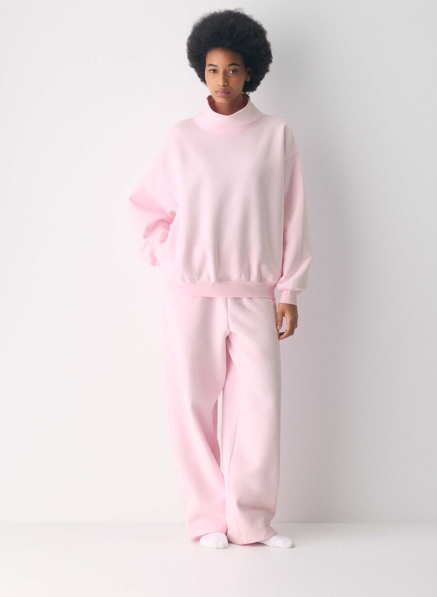 kuscheliger fleece-pullover mit mega-stehkragen villa pink