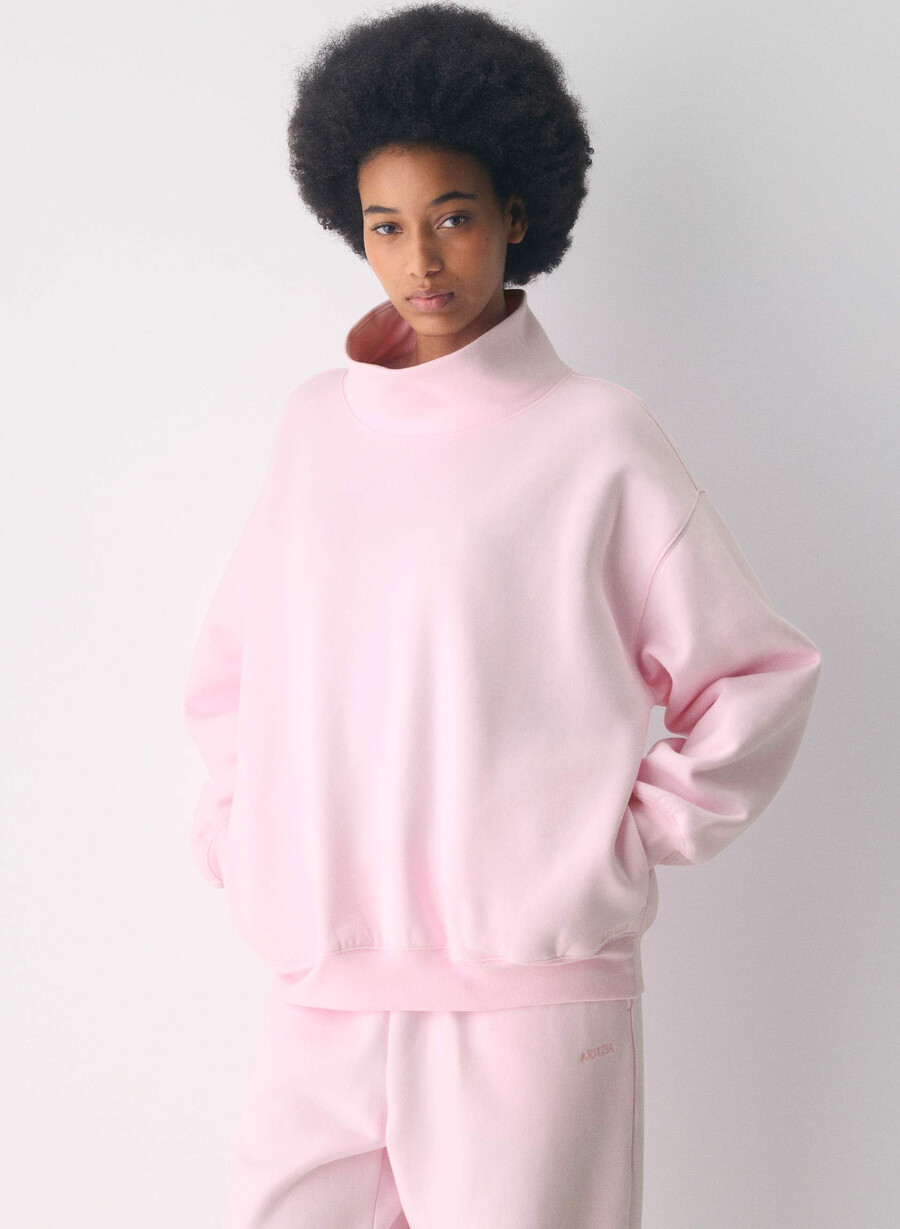 kuscheliger fleece-pullover mit mega-stehkragen villa pink