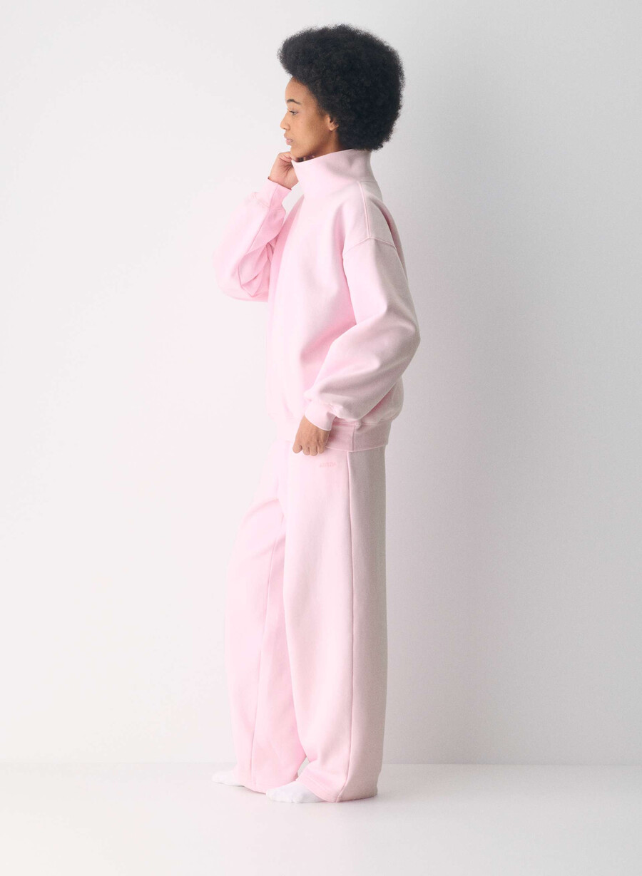 kuscheliger fleece-pullover mit mega-stehkragen villa pink