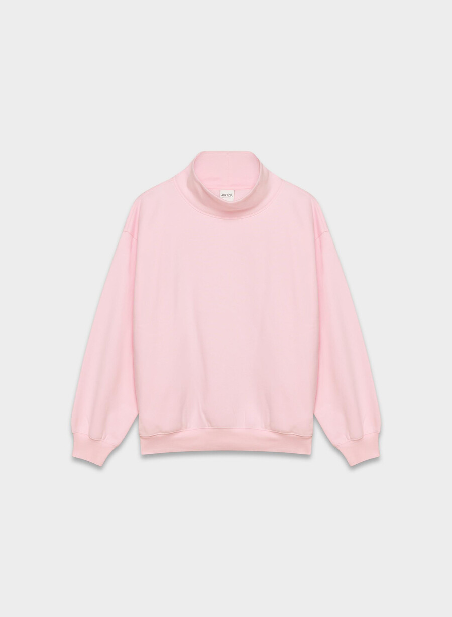 kuscheliger fleece-pullover mit mega-stehkragen villa pink