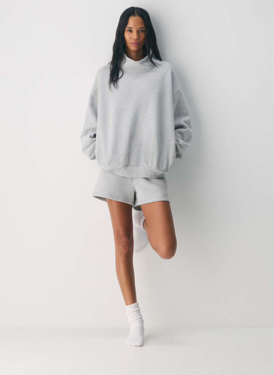 kuscheliges sweatfleece mit mega-stehkragen heather chrome