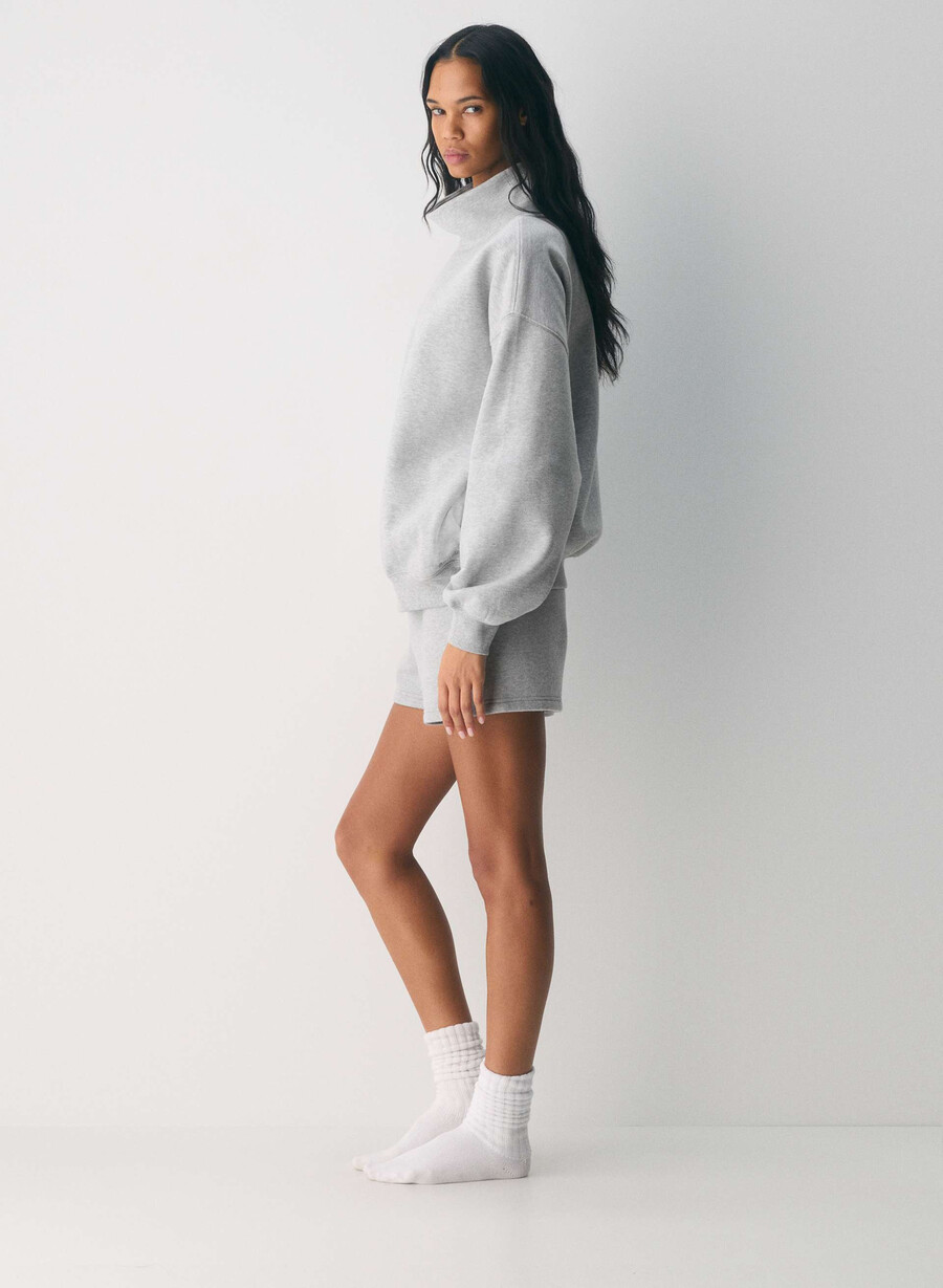 kuscheliges sweatfleece mit mega-stehkragen heather chrome