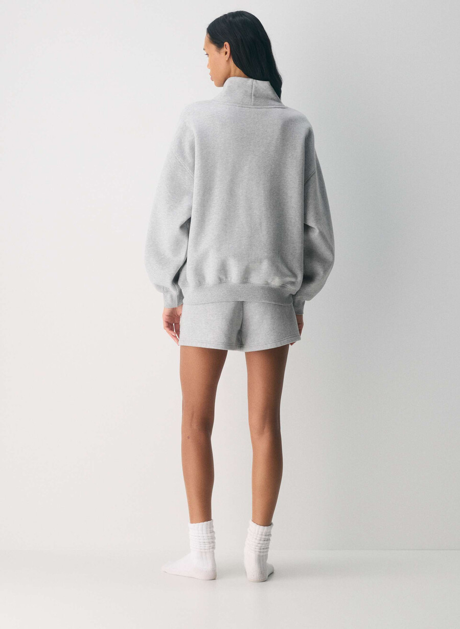 kuscheliges sweatfleece mit mega-stehkragen heather chrome