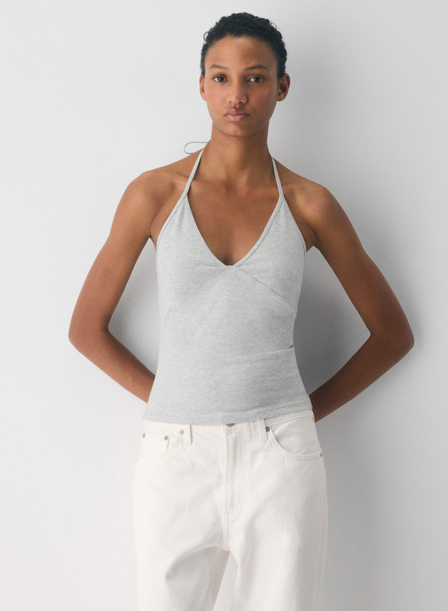 homestretch smooth slowjam halter top heather chrome