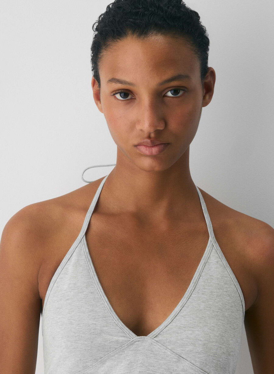homestretch smooth slowjam halter top heather chrome