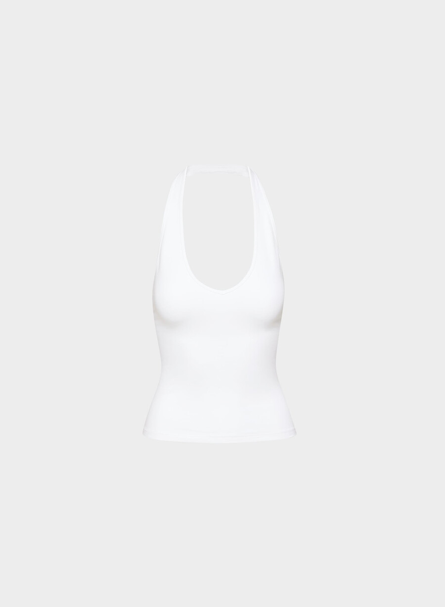homestretch smooth timbre halter comfort top weiss