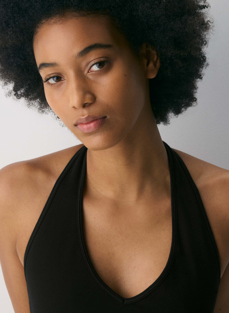 homestretch smooth timbre halter comfort top weiss
