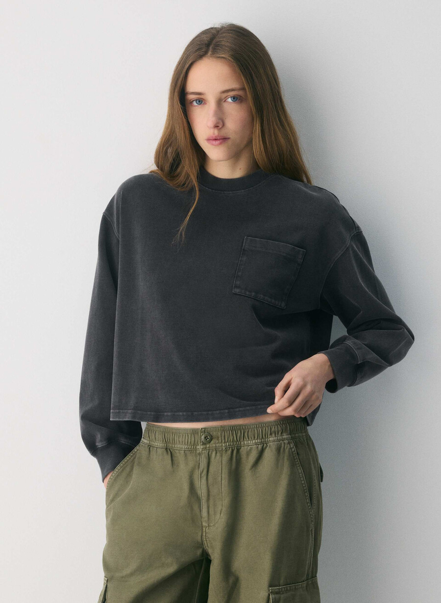 mighty cotton motor langarmshirt lived-in folio braun