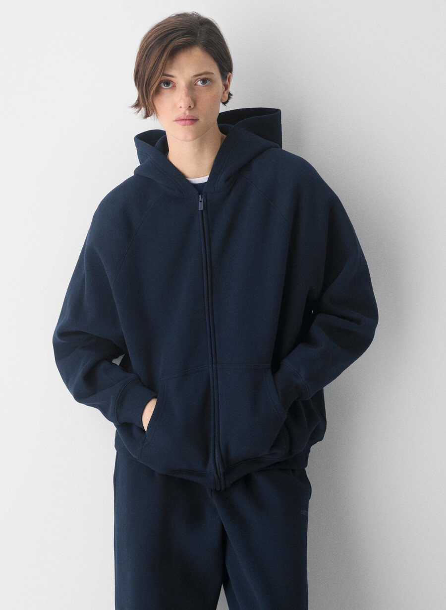 kuscheliger mega raglan zip hoodie aus sweatfleece admiral