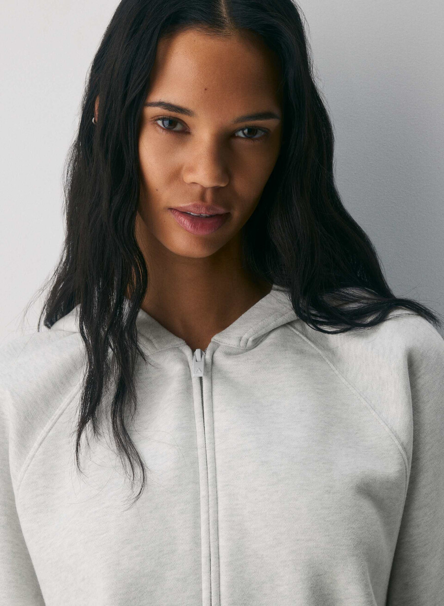 kuscheliger mega raglan zip hoodie aus sweatfleece meliertes weiß