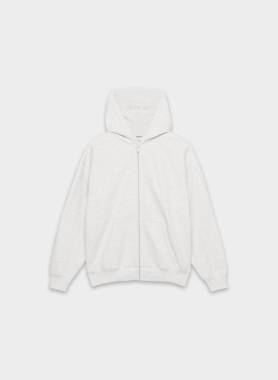 kuscheliger mega raglan zip hoodie aus sweatfleece meliertes weiß