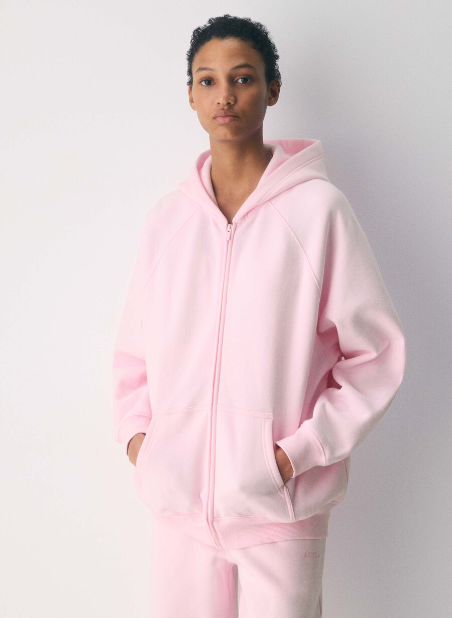kuscheliger mega raglan zip hoodie aus sweatfleece in villa pink