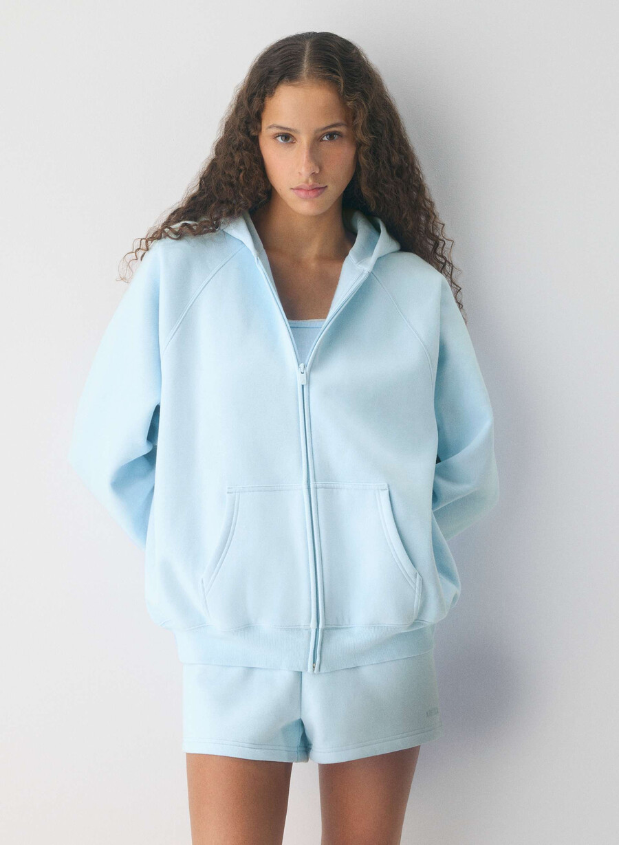 kuscheliger mega raglan zip hoodie aus sweatfleece in villablau