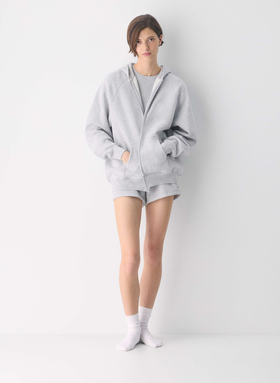 kuscheliger mega raglan zip hoodie aus sweatfleece farbe heather chrome