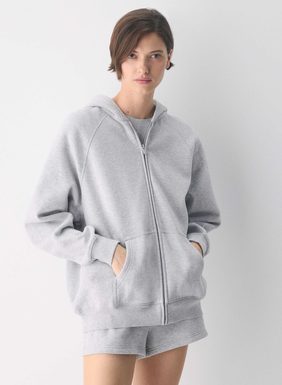 kuscheliger mega raglan zip hoodie aus sweatfleece farbe heather chrome