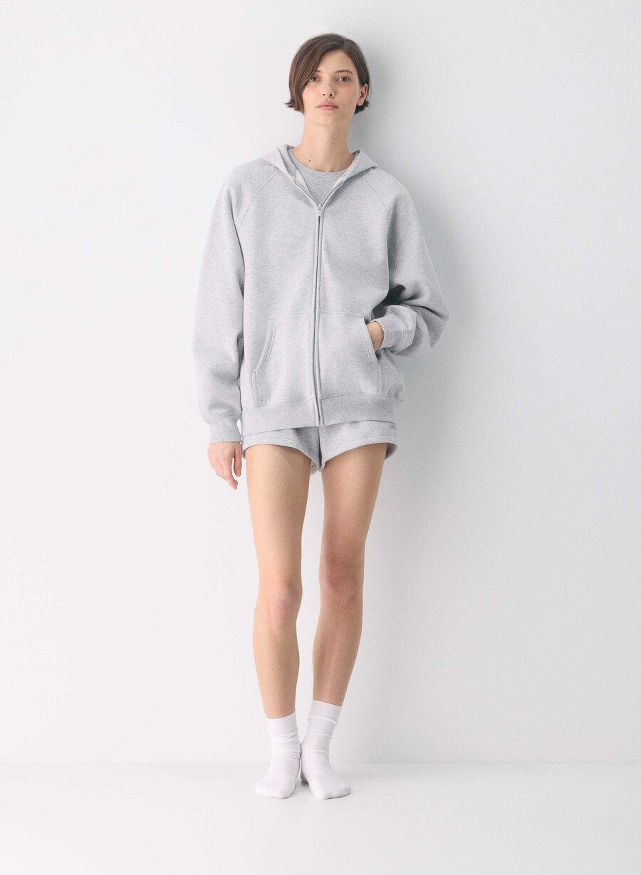 kuscheliger mega raglan zip hoodie aus sweatfleece farbe heather chrome