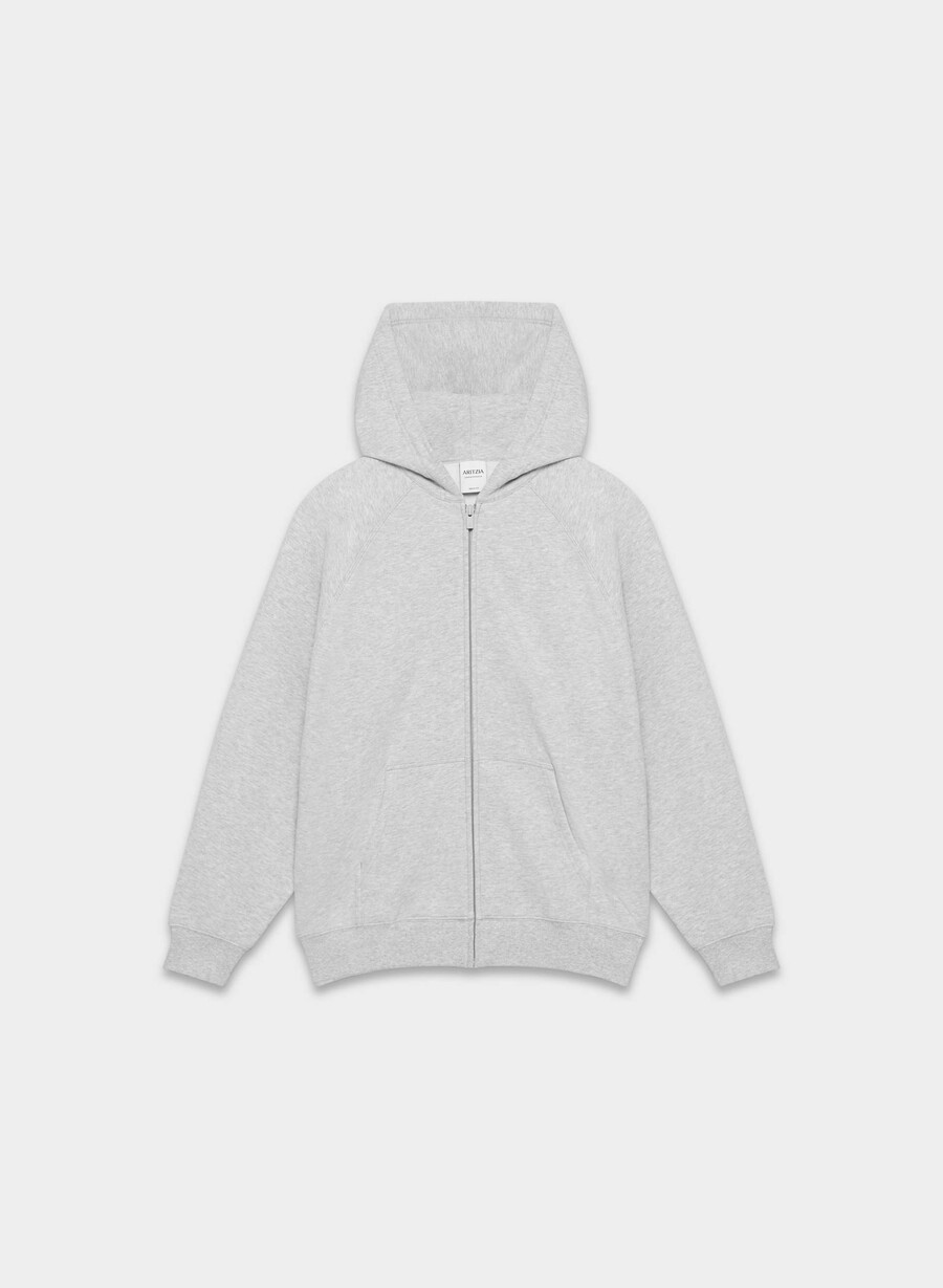 kuscheliger mega raglan zip hoodie aus sweatfleece farbe heather chrome