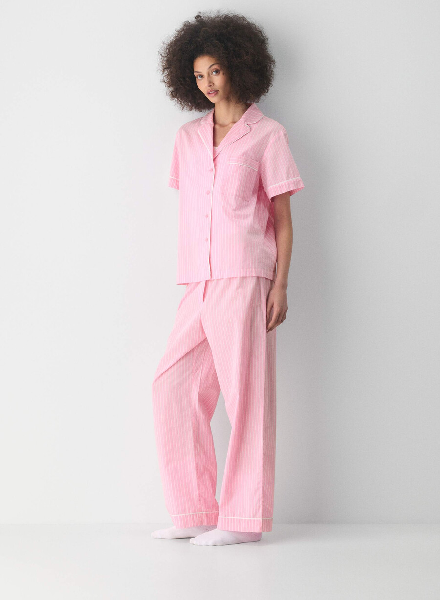 laze poplin kurzarm-pyjamahemd wlsn strp crfl blwht
