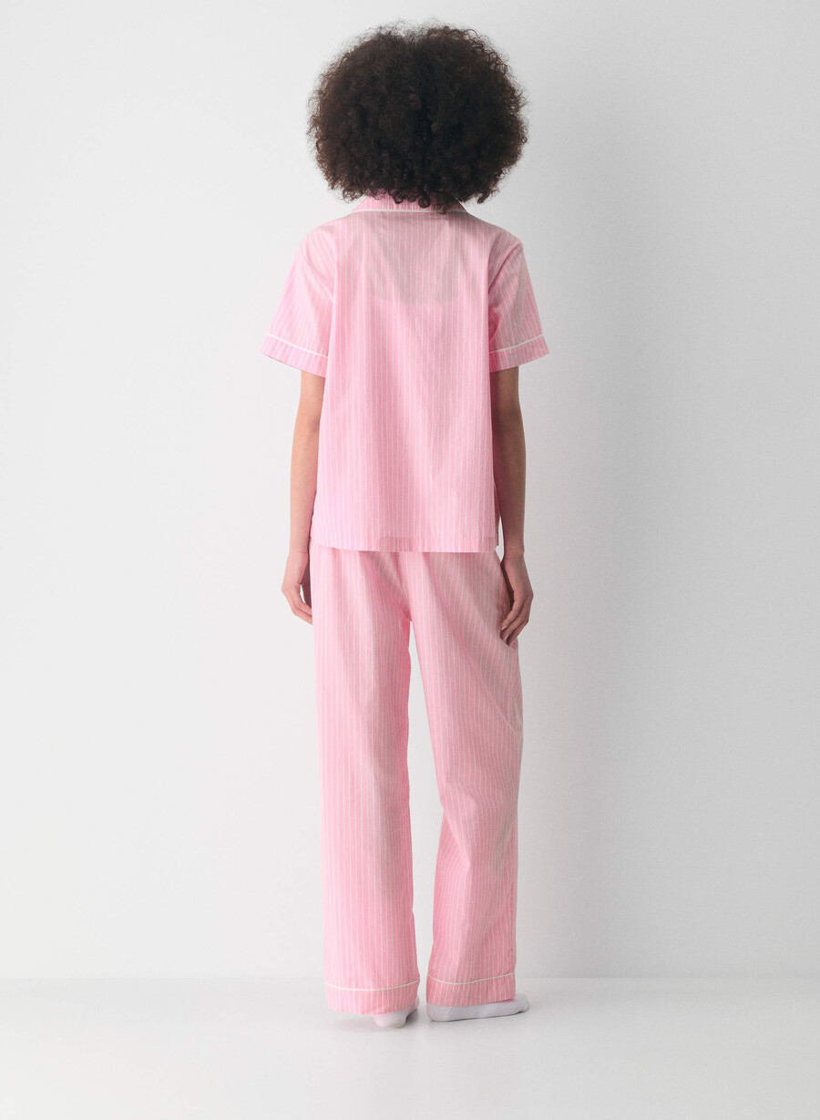 laze poplin kurzarm-pyjamahemd mtchl strp jb pkb wh