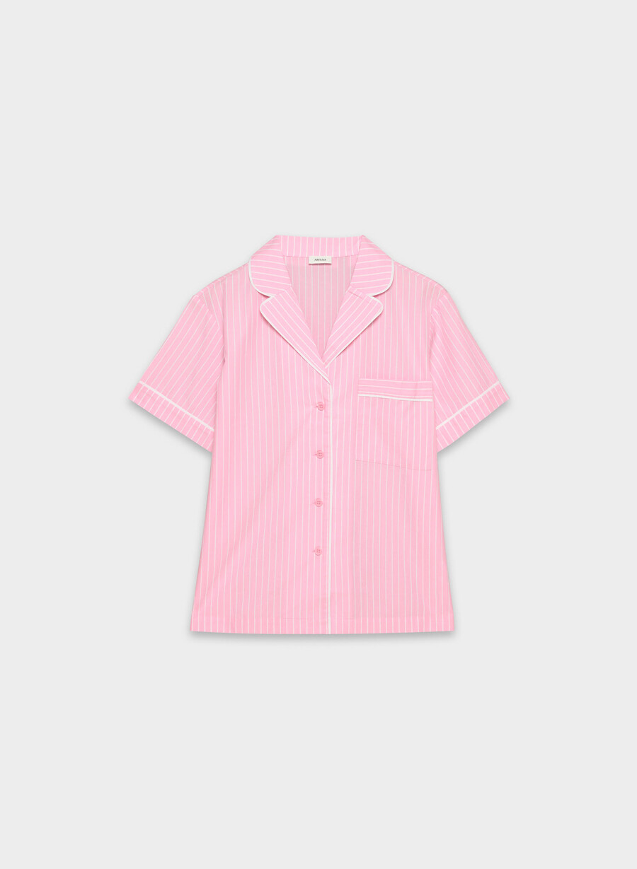laze poplin kurzarm-pyjamahemd mtchl strp jb pkb wh