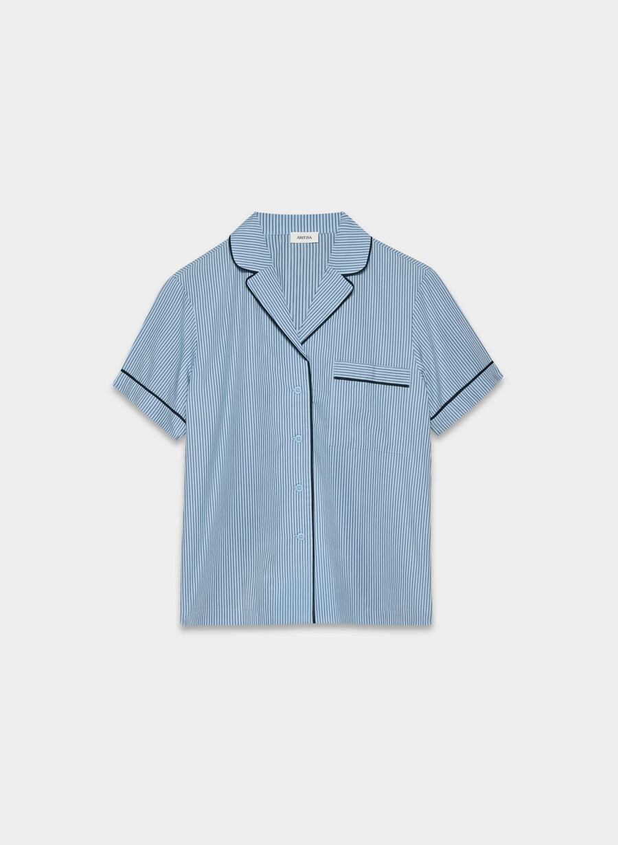 laze poplin kurzarm-pyjamahemd shlby strp cflr bladl
