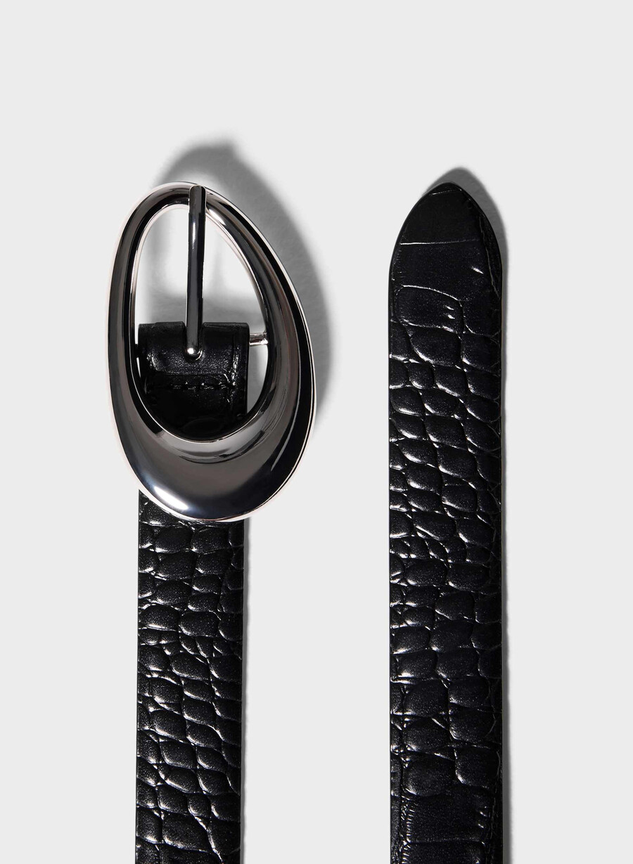 perennial massiver messing-ledergürtel schwarzsilber