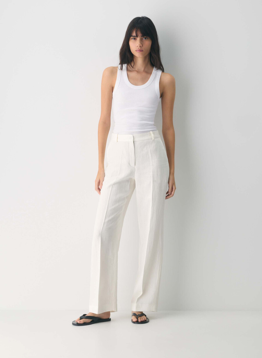 neue agenturhose - leinen hellbirke