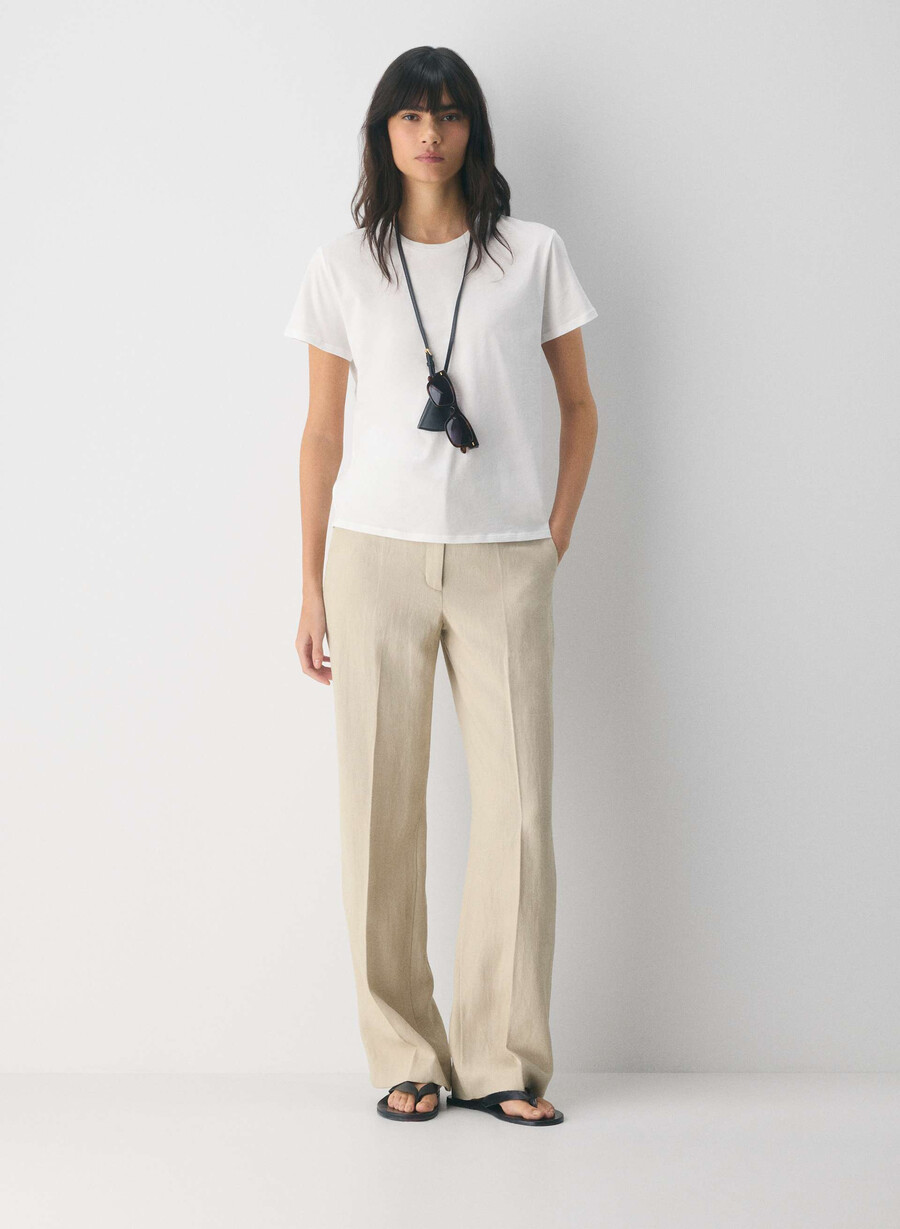 neue agenturhose - leinen pergamentbeige