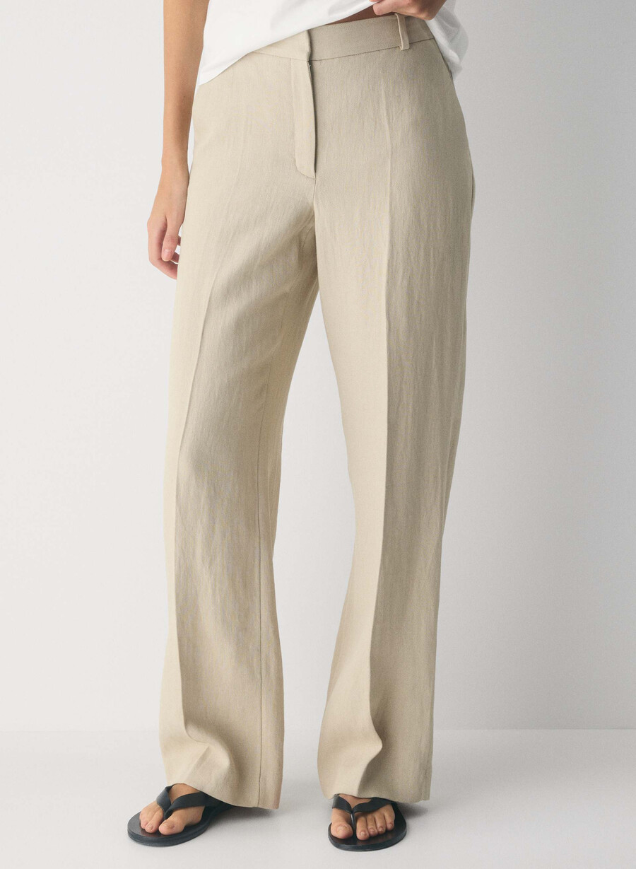 neue agenturhose - leinen pergamentbeige