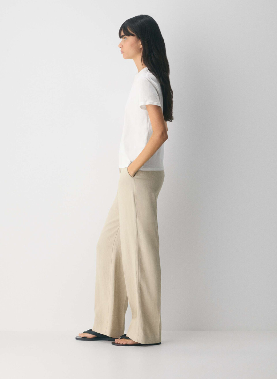 neue agenturhose - leinen pergamentbeige