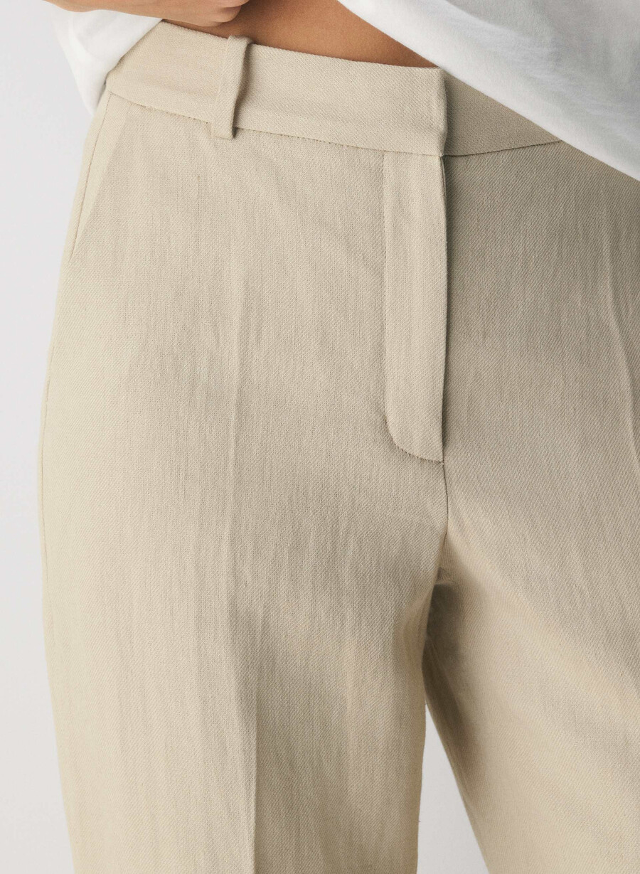 neue agenturhose - leinen pergamentbeige