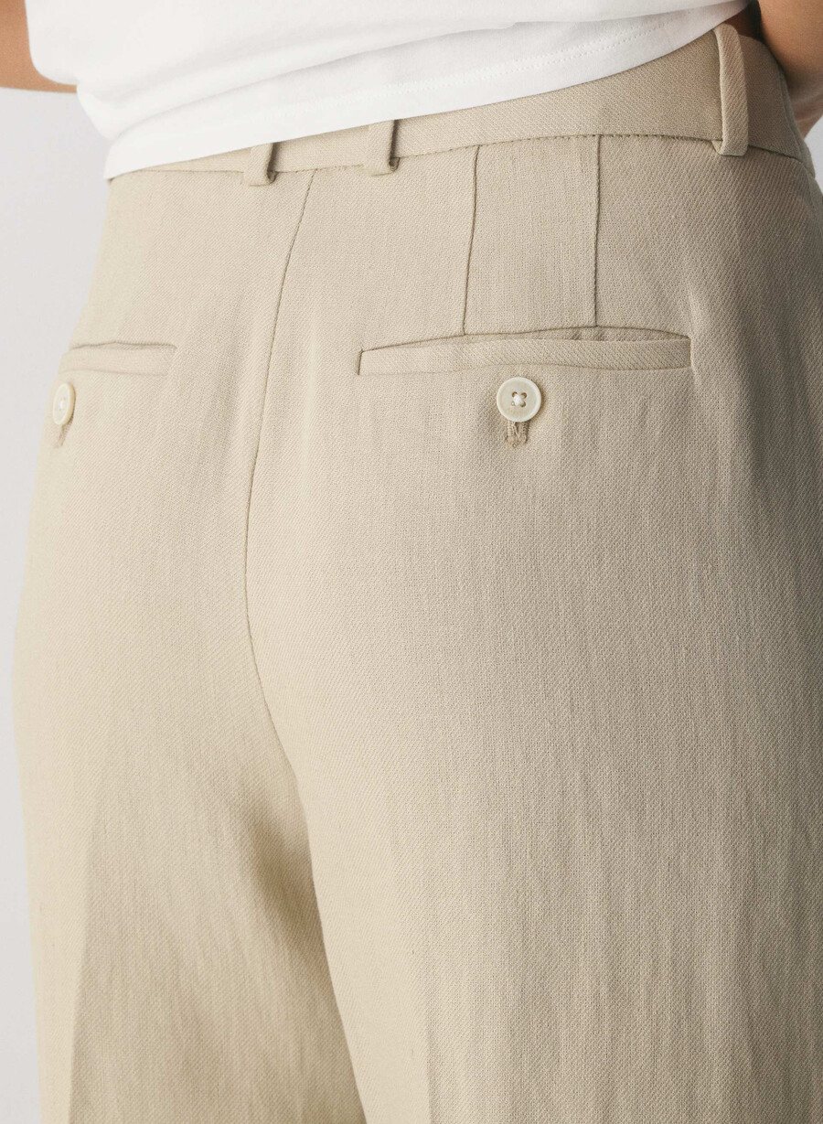 neue agenturhose - leinen pergamentbeige