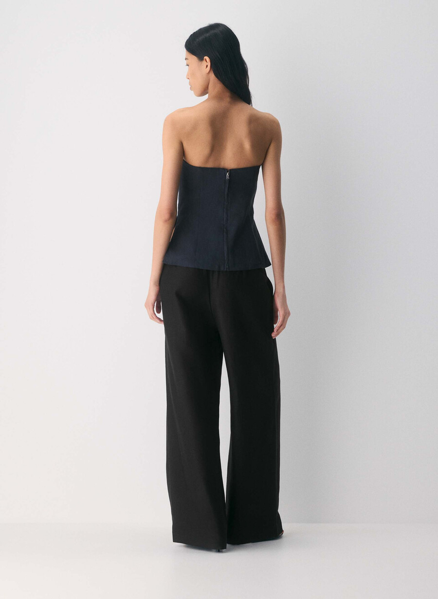 elegantes leinen-tube-top in dunkelblau